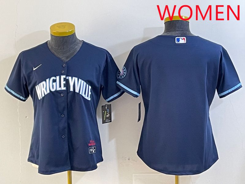 Women Chicago Cubs Blank Blue City Edition Game 2025 Nike MLB Jersey style 4->women mlb jersey->Women Jersey